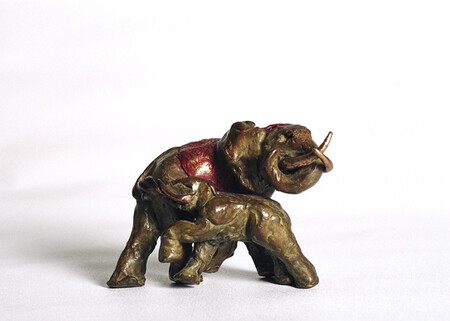 ELEPHANTE ET SON PETIT bronze PU