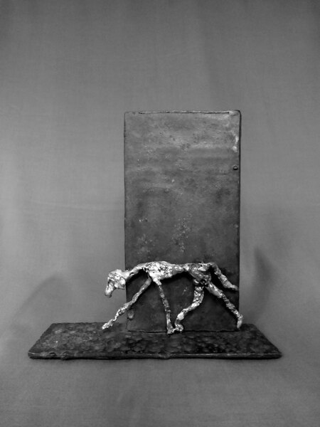 Chien errant - &eacute;tain et acier PU