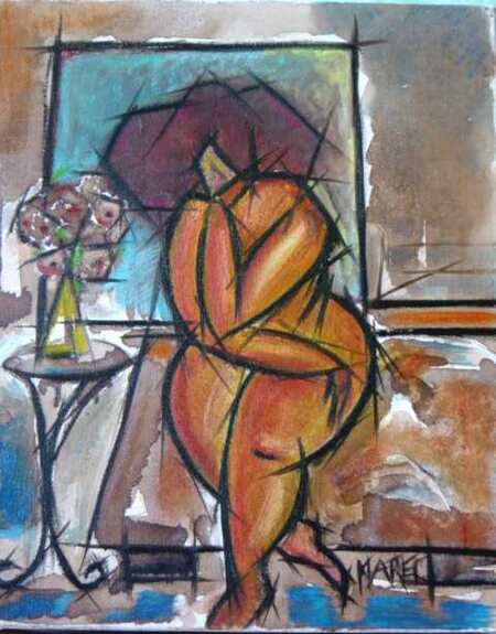 Pensive au bouquet