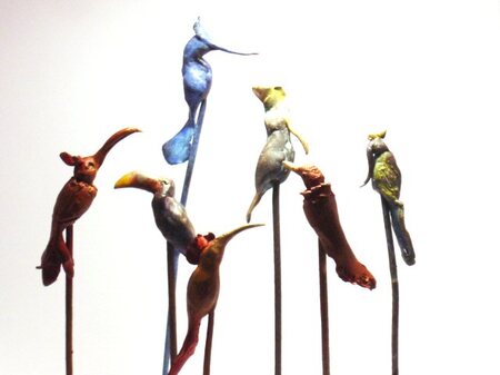 ENSEMBLE D'OISEAUX bronze