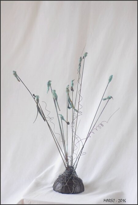 Bouquet d'oiseaux - bronze et acier - PU