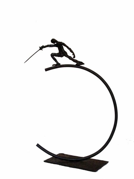 L'ESCRIMEUR bronze et socle en fer