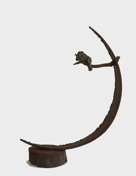 La zen attitude    bronze acier et bois
